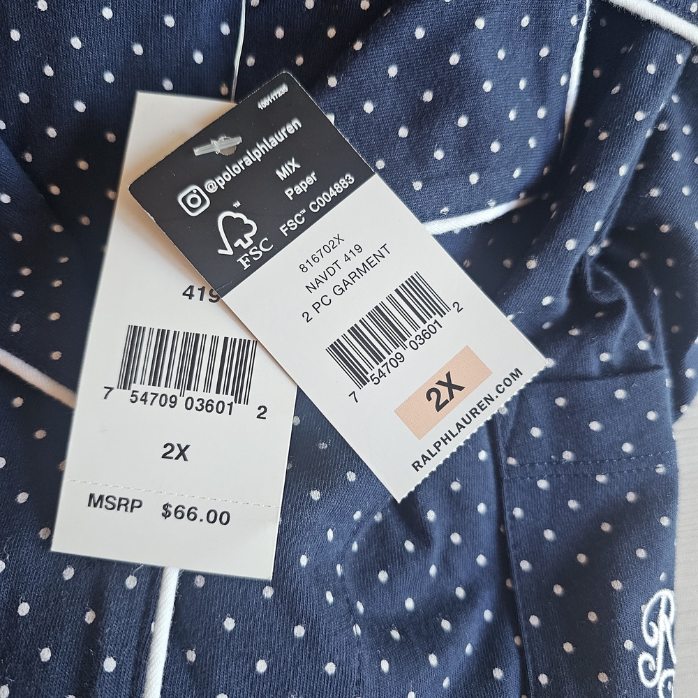 Ralph Lauren Navy and White Polka Dot Pajama Set - Picture 4 of 7